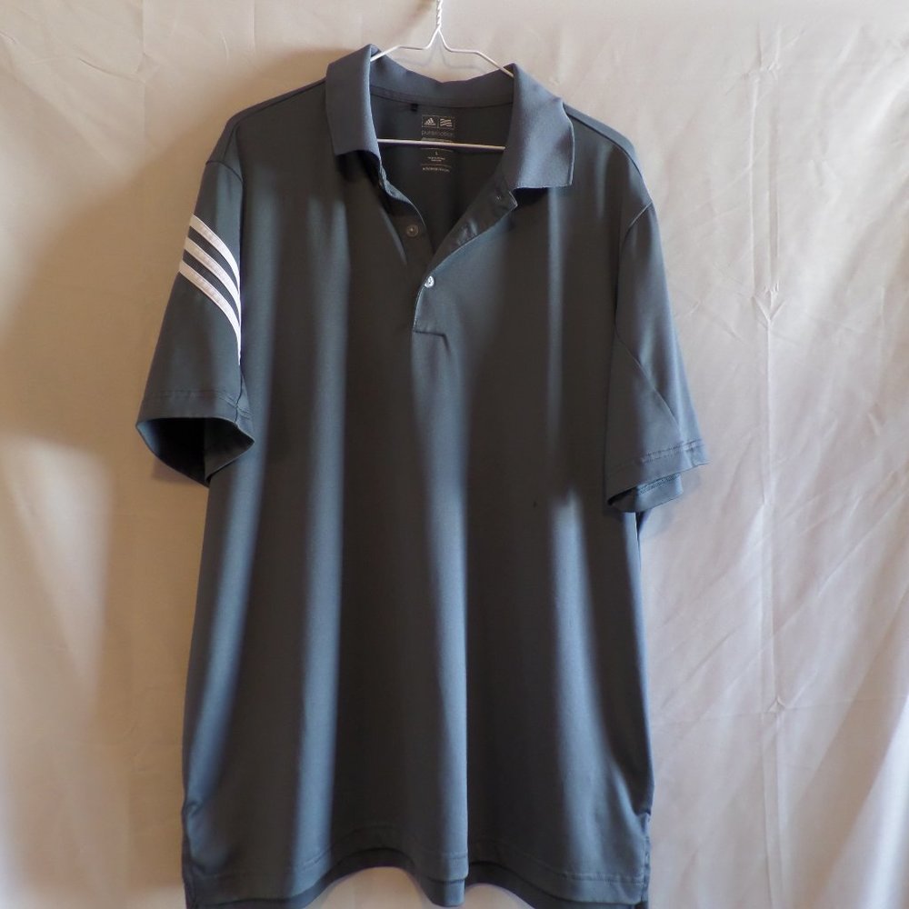Adidas Men Grey Golf Polo Shirt – Size Large